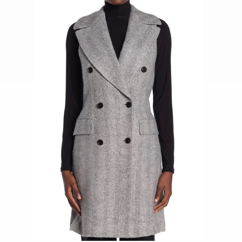 Suistudio herringbone long sleeveless vest coat